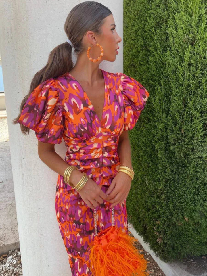 Amelia™ | Vivid Pleated Midi Robe