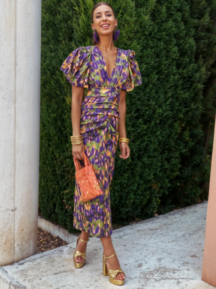 Amelia™ | Vivid Pleated Midi Robe