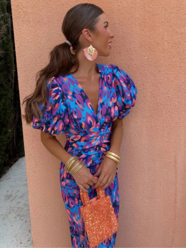 Amelia™ | Vivid Pleated Midi Robe