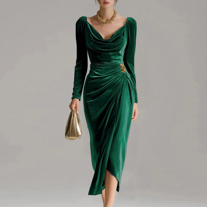 Sylvana | Robe Midi en Velours Élégante