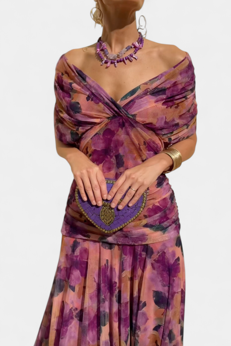 ABIGAIL | ROBE LONGUE À COL EN V FLORAL