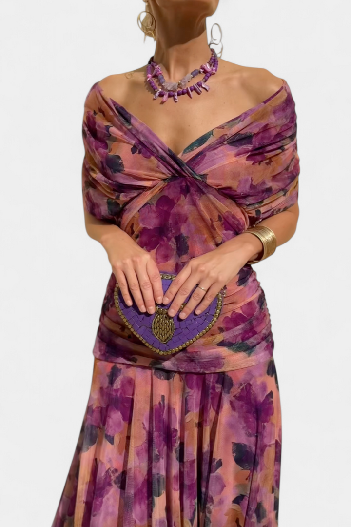 ABIGAIL | ROBE LONGUE À COL EN V FLORAL
