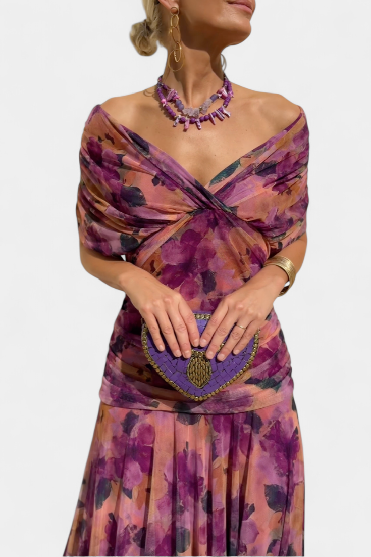 ABIGAIL | ROBE LONGUE À COL EN V FLORAL