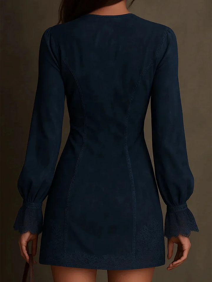 Robe courte en daim à lacets - Élégance Féminine