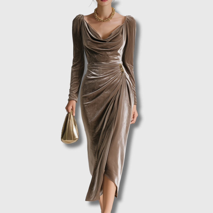 Sylvana | Robe Midi en Velours Élégante
