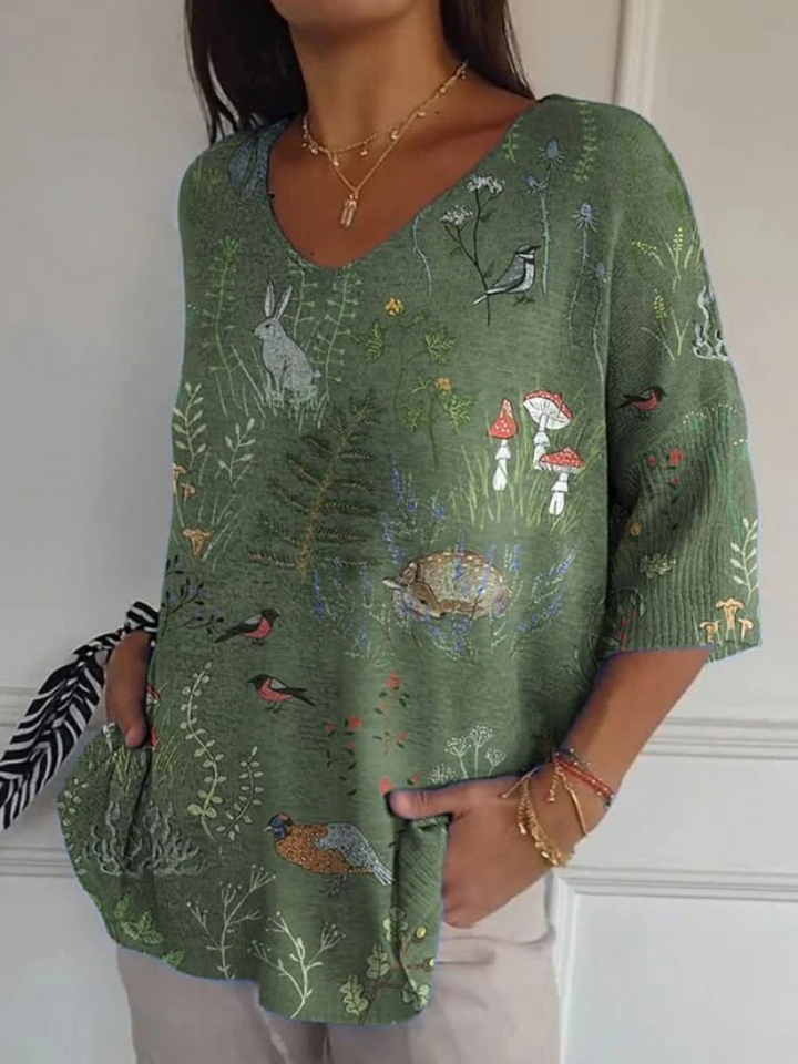 Pull à Motif Forestier avec Animaux pour Femmesss