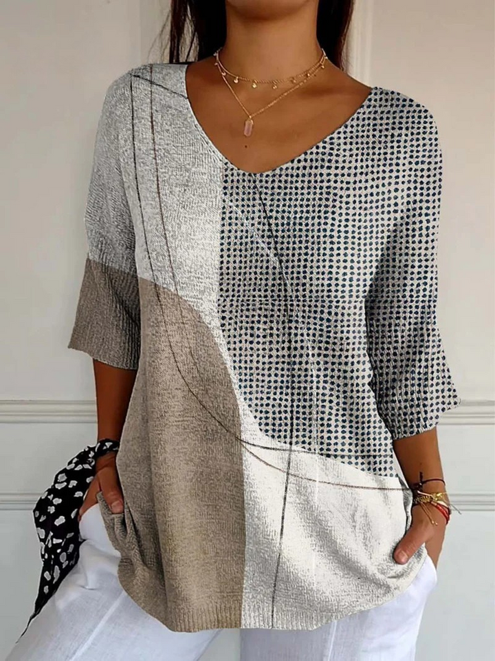 Pull décontracté en maille à motif géométrique abstrait pour femmes