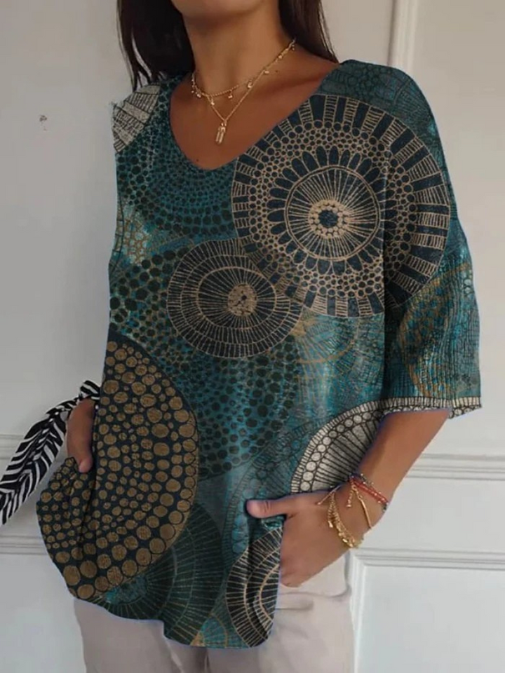 Pull décontracté en tricot avec motif géométrique abstrait vintage pour femmes