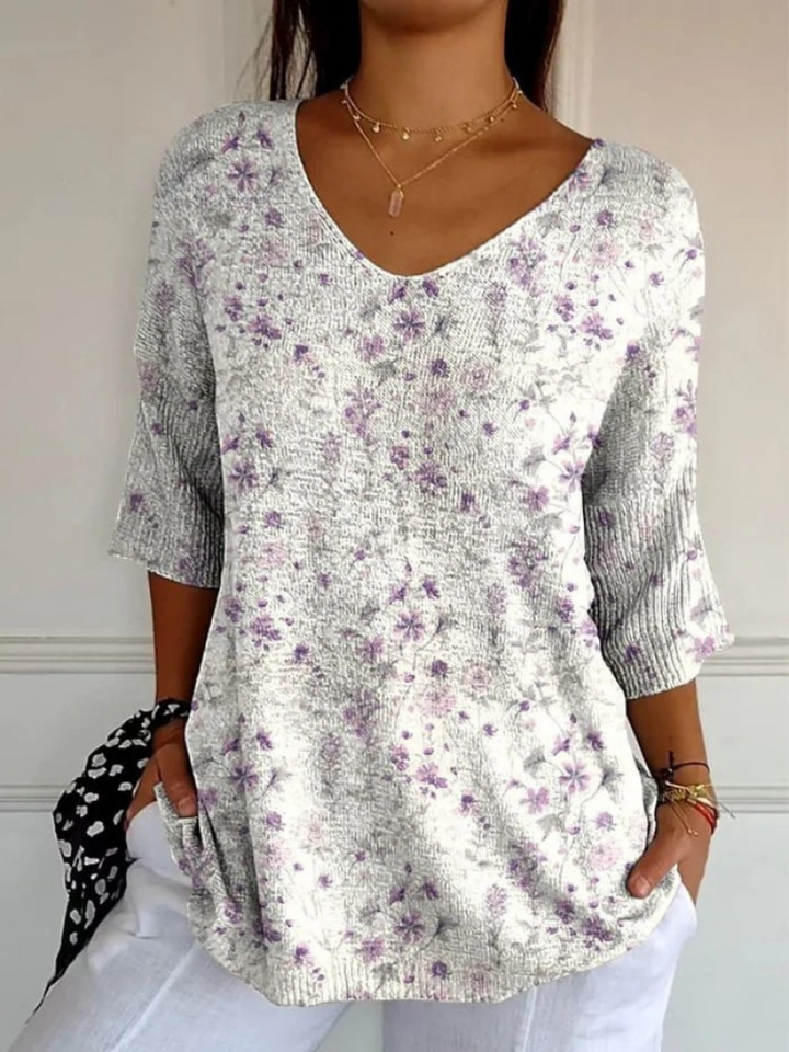 Pull Vintage à Motif Floral pour Femmess