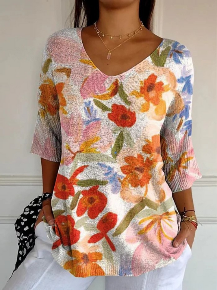 Pull Femme à Motif Floral Vintage