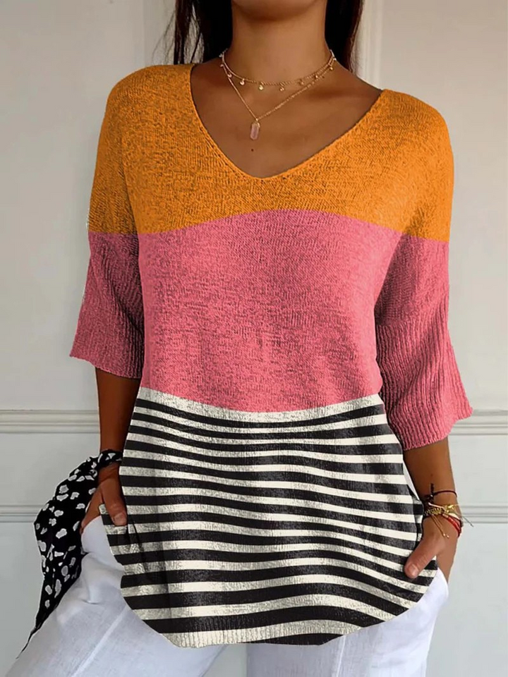 Pull décontracté en tricot à motif abstrait pour femmess