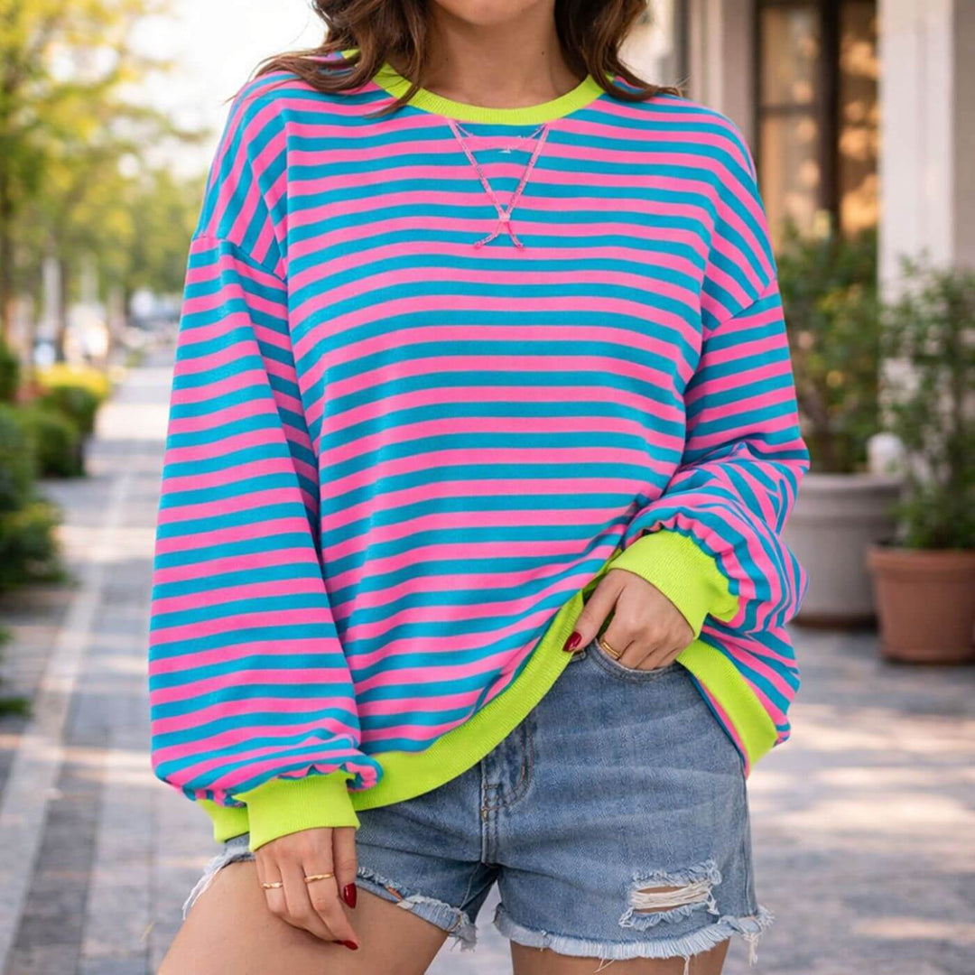 Valerie™| Sweat-shirt décontracté à rayures surdimensionné