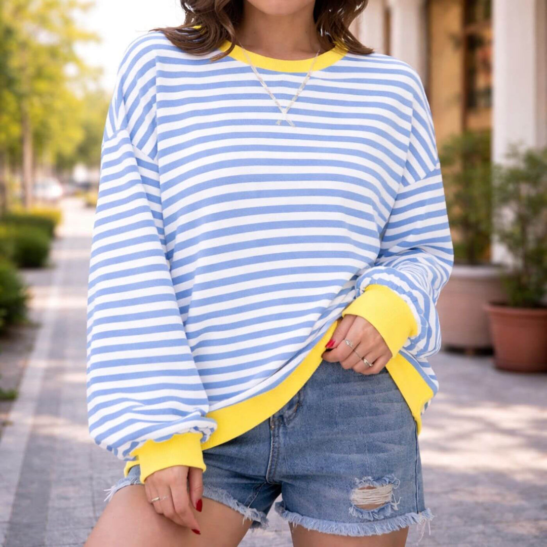 Valerie™| Sweat-shirt décontracté à rayures surdimensionné