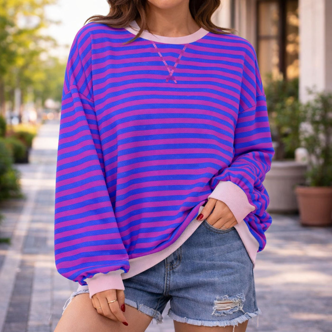 Valerie™| Sweat-shirt décontracté à rayures surdimensionné
