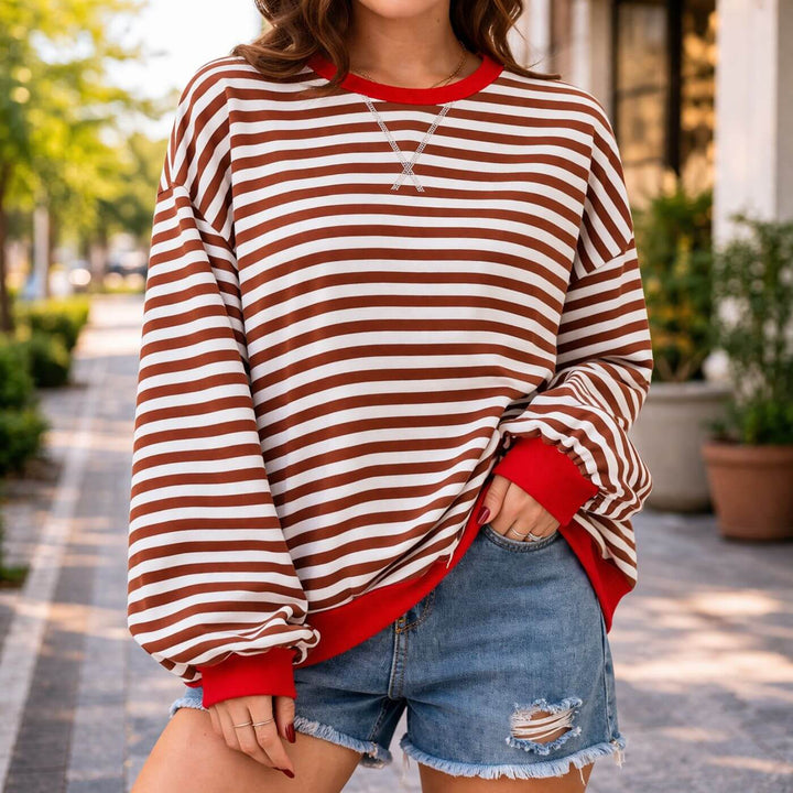 Valerie™| Sweat-shirt décontracté à rayures surdimensionné