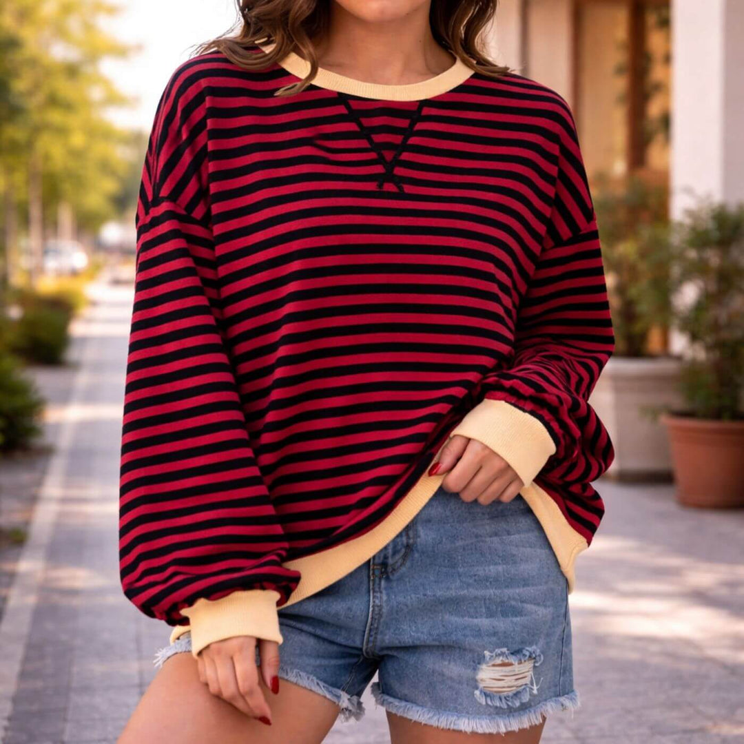 Valerie™| Sweat-shirt décontracté à rayures surdimensionné