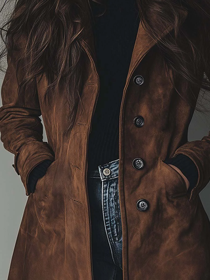 Manteau Trench en Suède Vintage