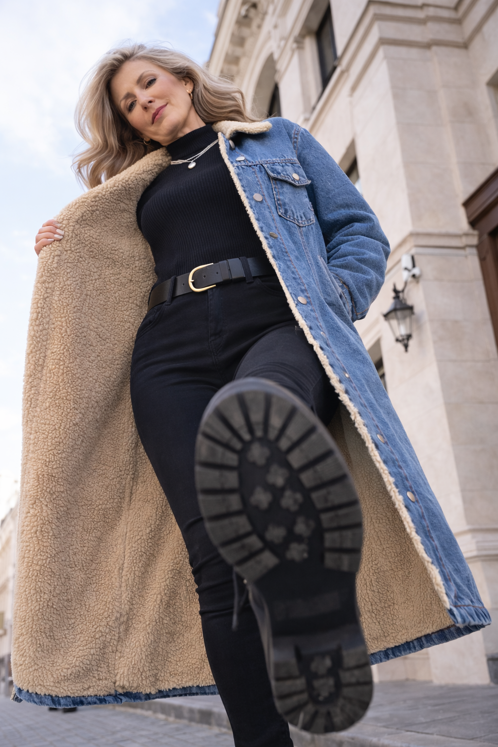 SAMANTHA™ - Manteau d'hiver long en polaire doublé, à boutonnage simple