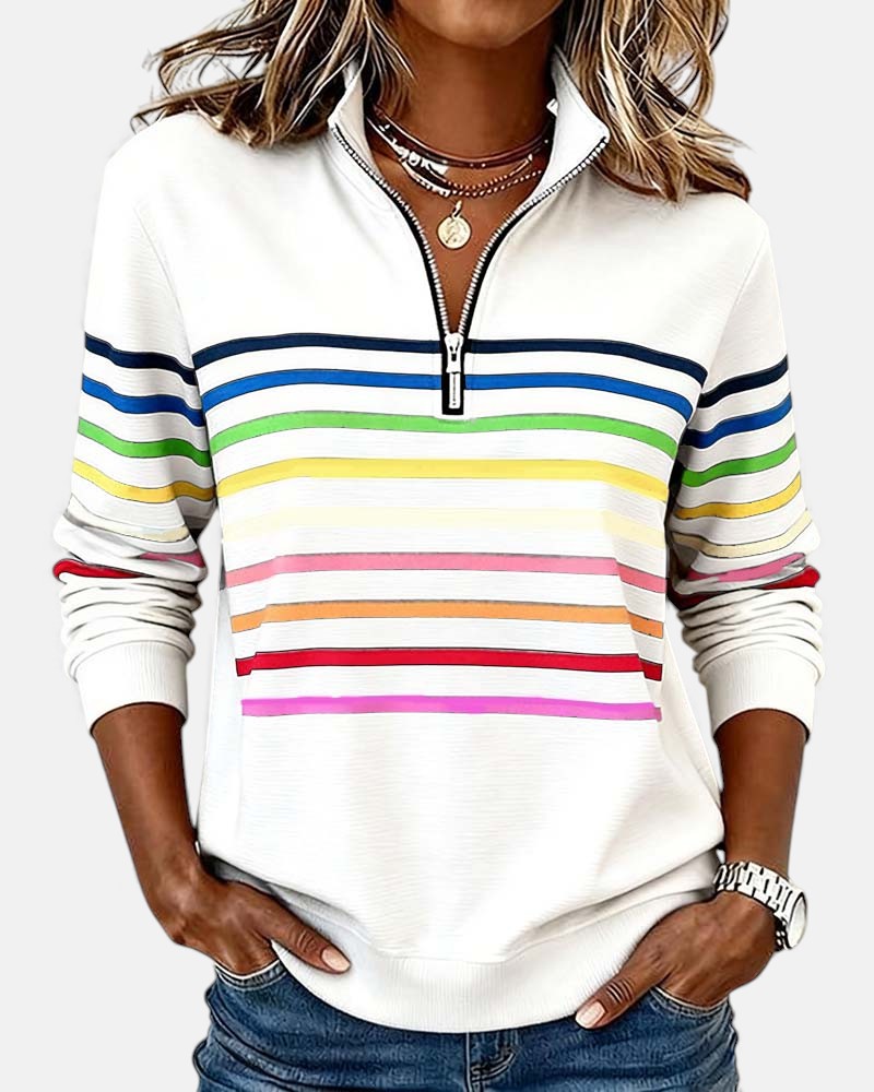 Vienne | Sweat à capuche zippé rayé coloré