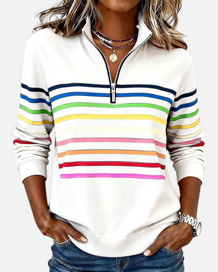 Vienne | Sweat à capuche zippé rayé coloré