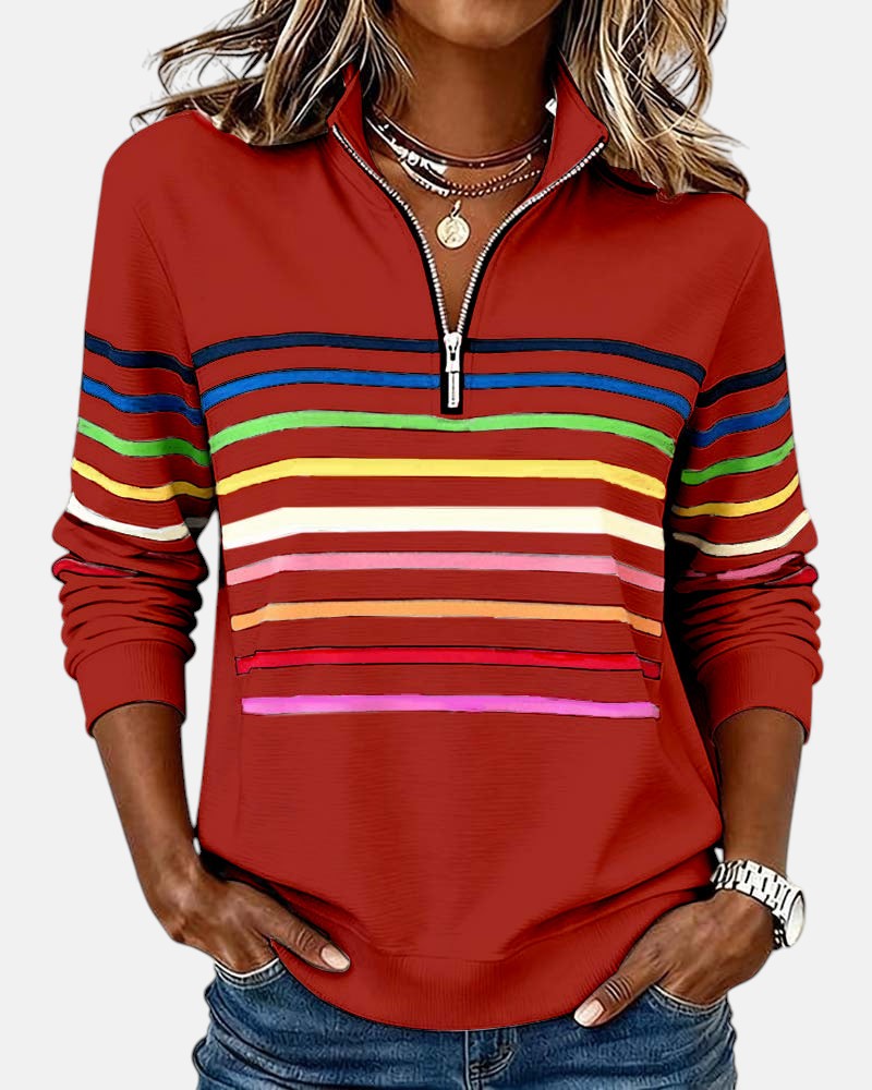 Vienne | Sweat à capuche zippé rayé coloré