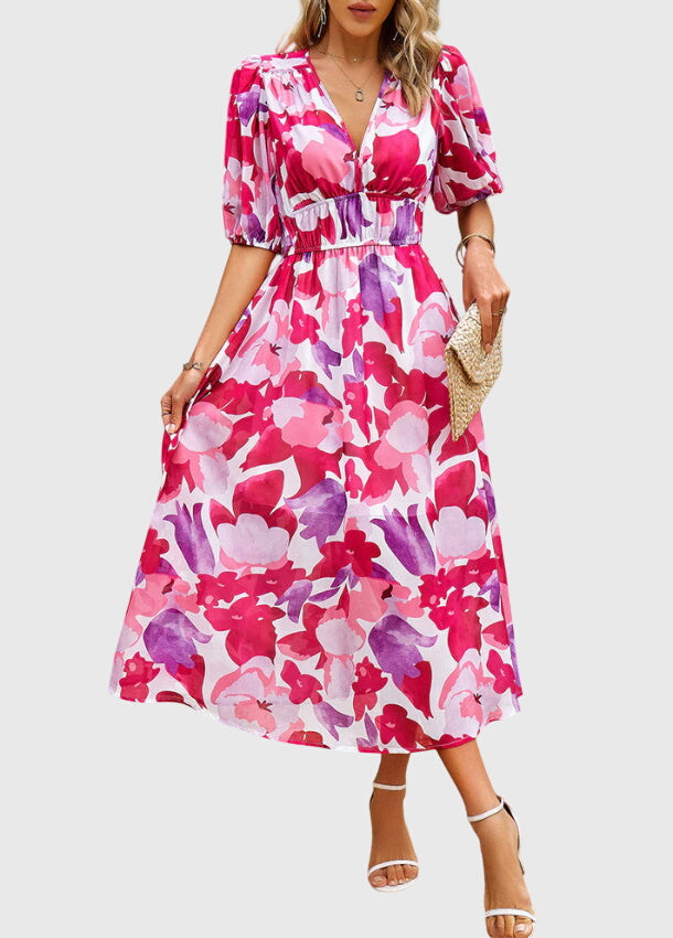 Merlin™ | Flattering Floral Midi Robe