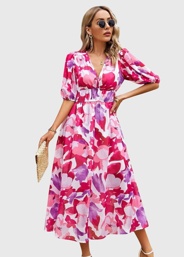 Merlin™ | Flattering Floral Midi Robe
