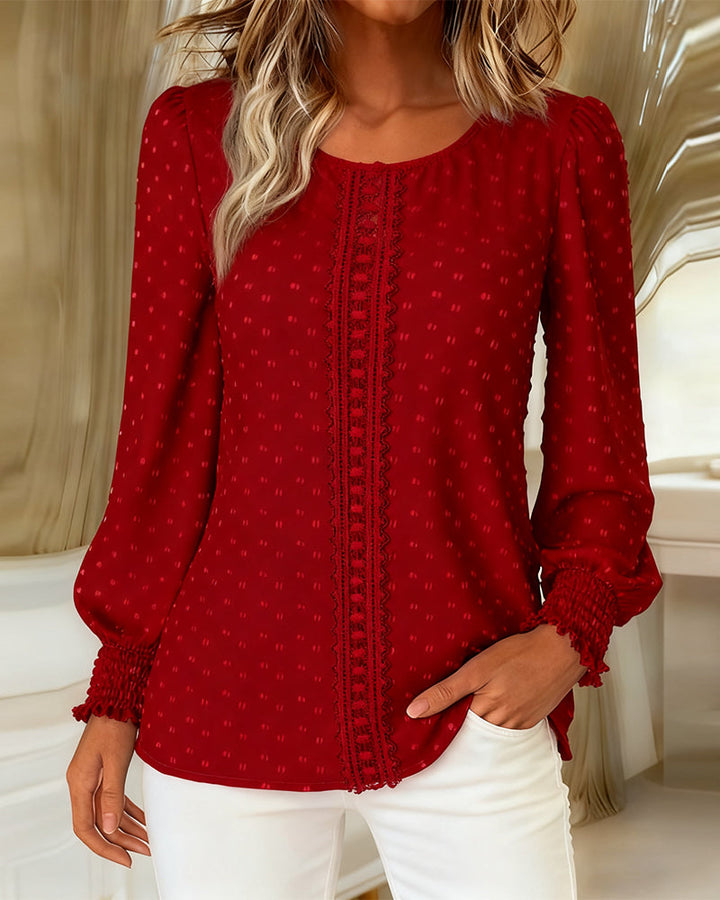 Amy | Blouse à col rond avec manches bouffantes