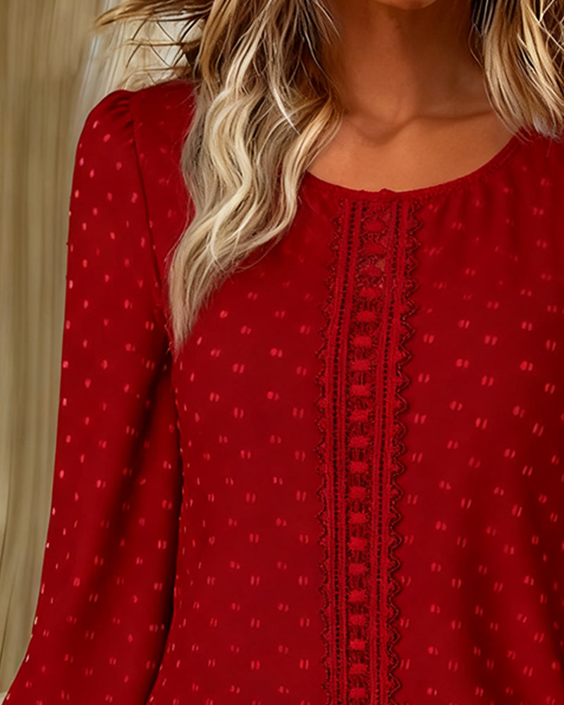 Amy | Blouse à col rond avec manches bouffantes