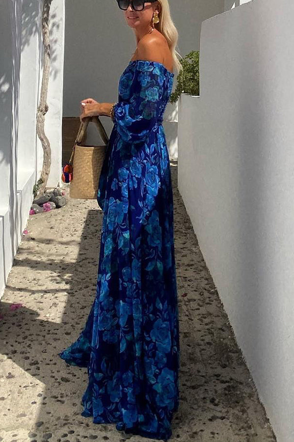 Luna™ | Robe Longue à Motif Floral avec Manches Décolletées