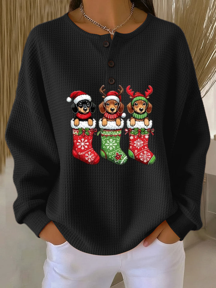 Grethe | Pull Vintage de Noël avec Motif Canin
