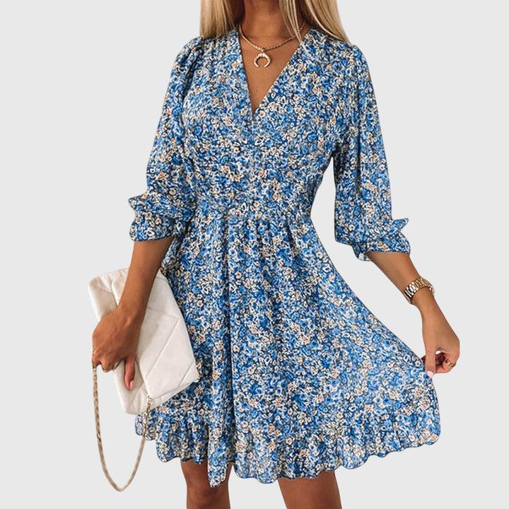 Elisa™ | Robe Florale à Manches Bouffantes