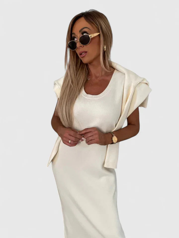 Chrystahl | Ensemble Chic : Robe Élégante et Pull à Col Roulé
