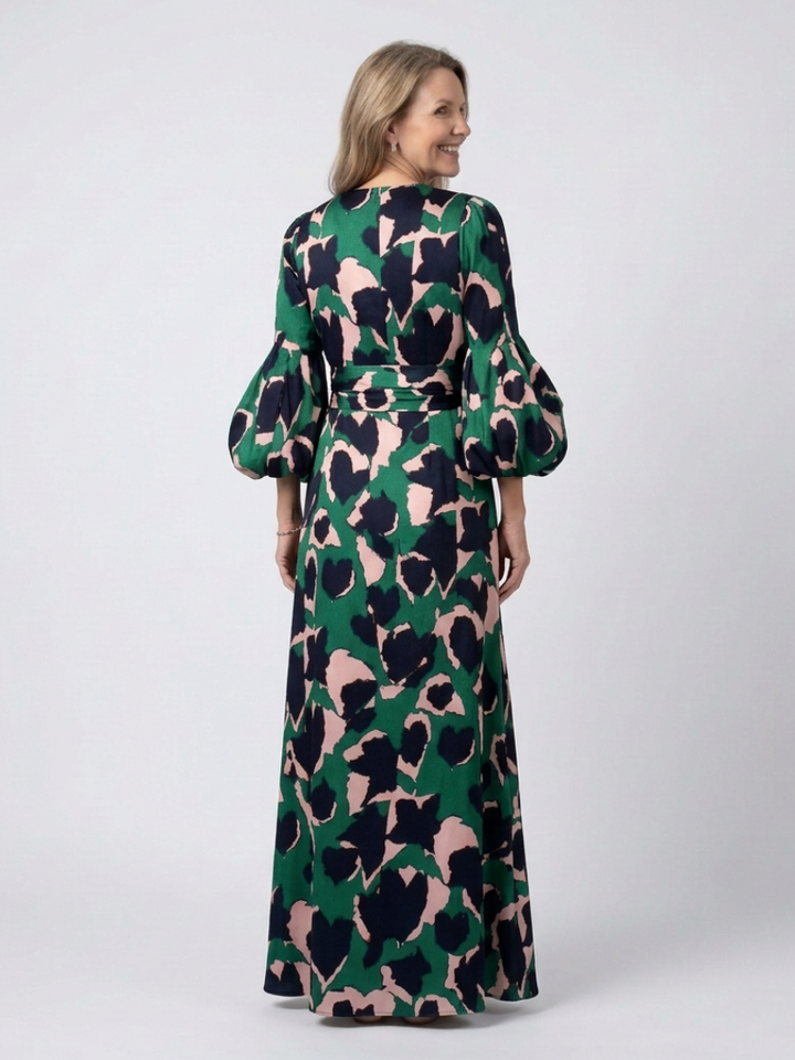 Isolde | Robe maxi à manches longues avec ceinture nouée en V