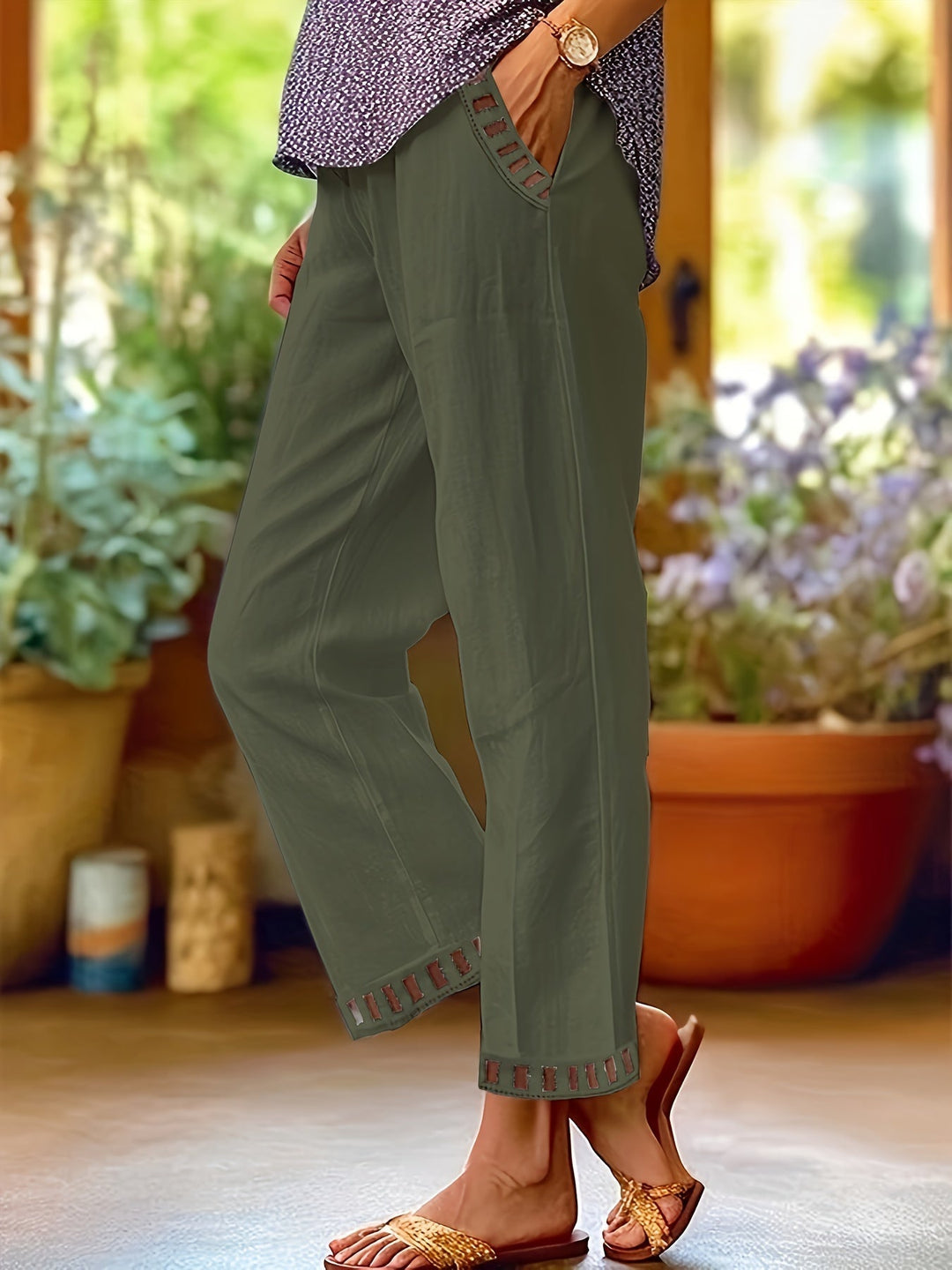 Wren | Pantalon court décontracté à finitions côtelées