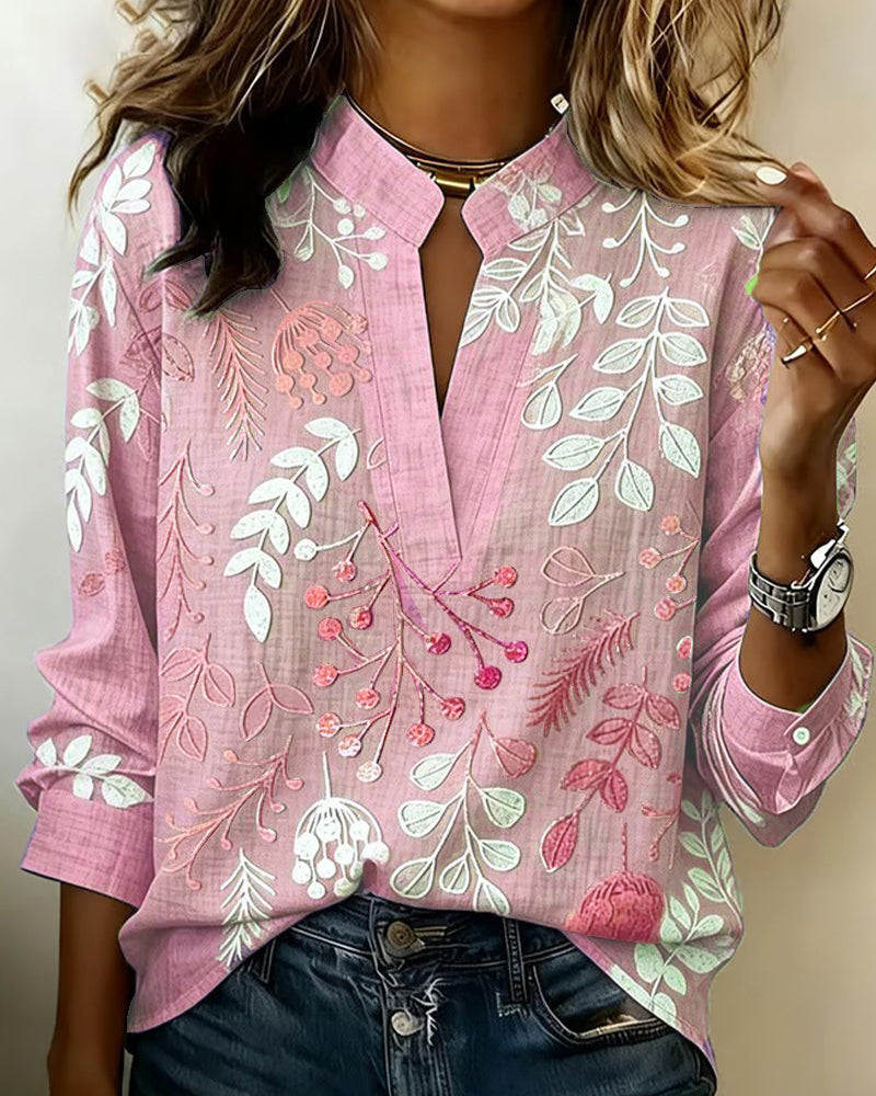 Eleni | Blouse à imprimé floral et col montant