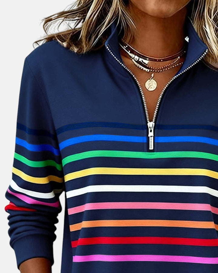 Vienne | Sweat à capuche zippé rayé coloré