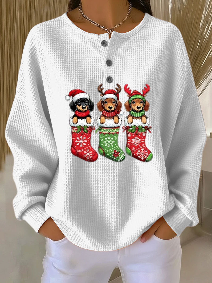 Grethe | Pull Vintage de Noël avec Motif Canin