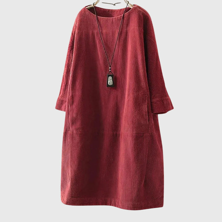 Grace | Robe Midi en Velours Côtelé Relaxed