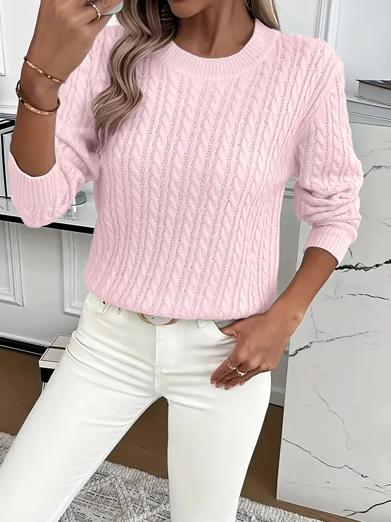 Evelyn | Pull en Tricot de Couleur Rose