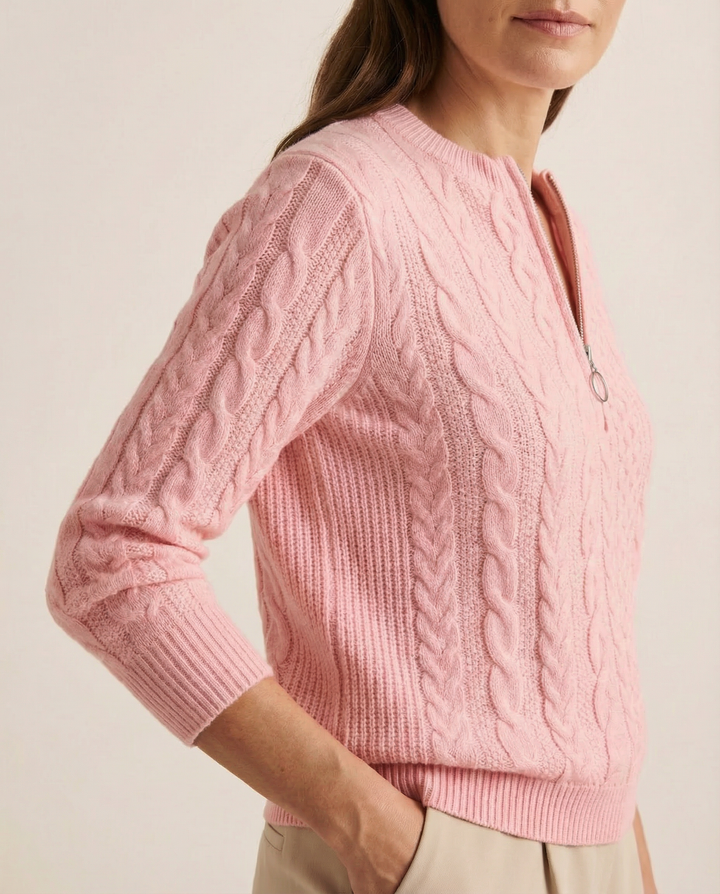 Pull à zip avant en tricot torsadé