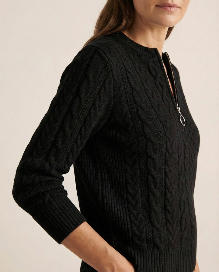 Pull à zip avant en tricot torsadé