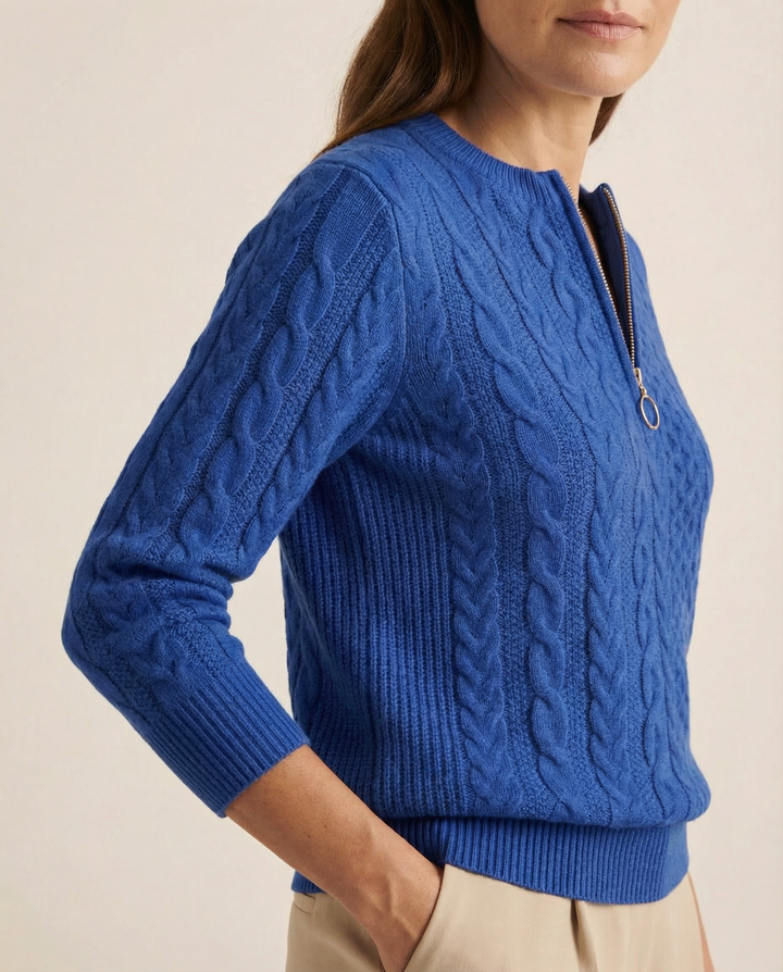 Pull à zip avant en tricot torsadé