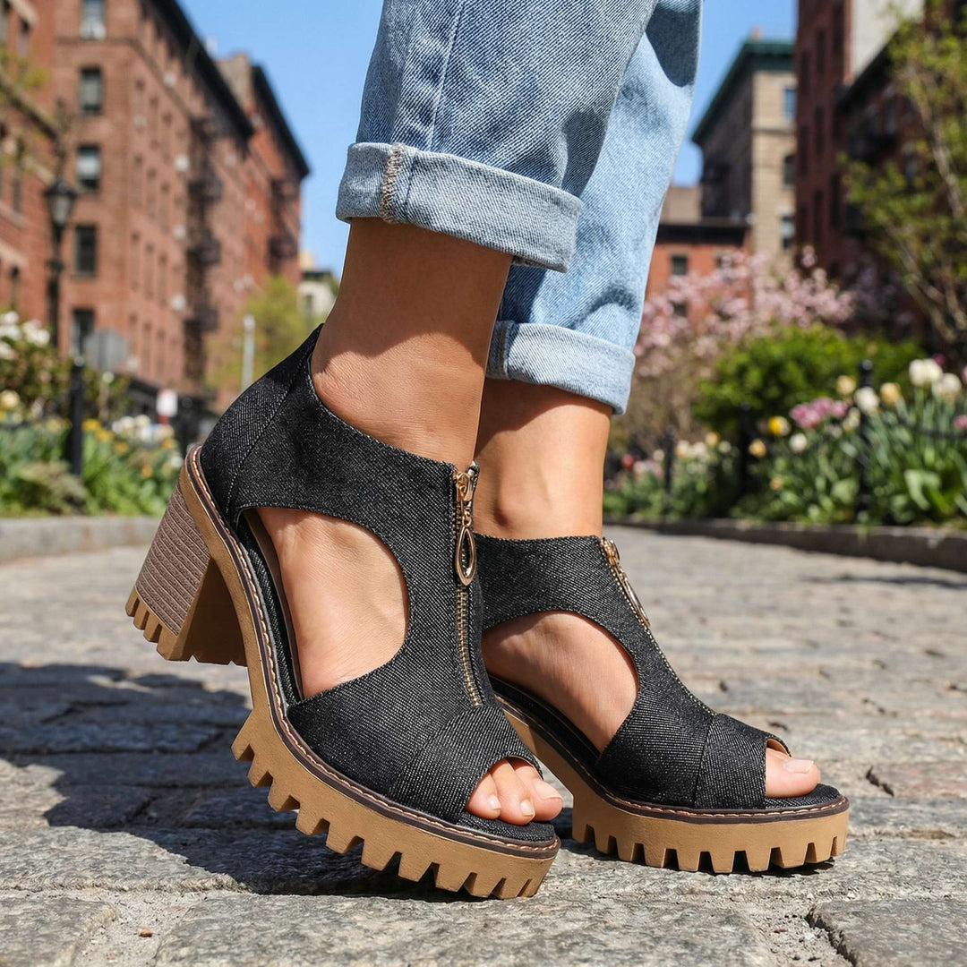 Talons Zippés Larissa en Denim