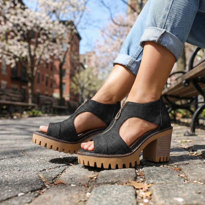Talons Zippés Larissa en Denim