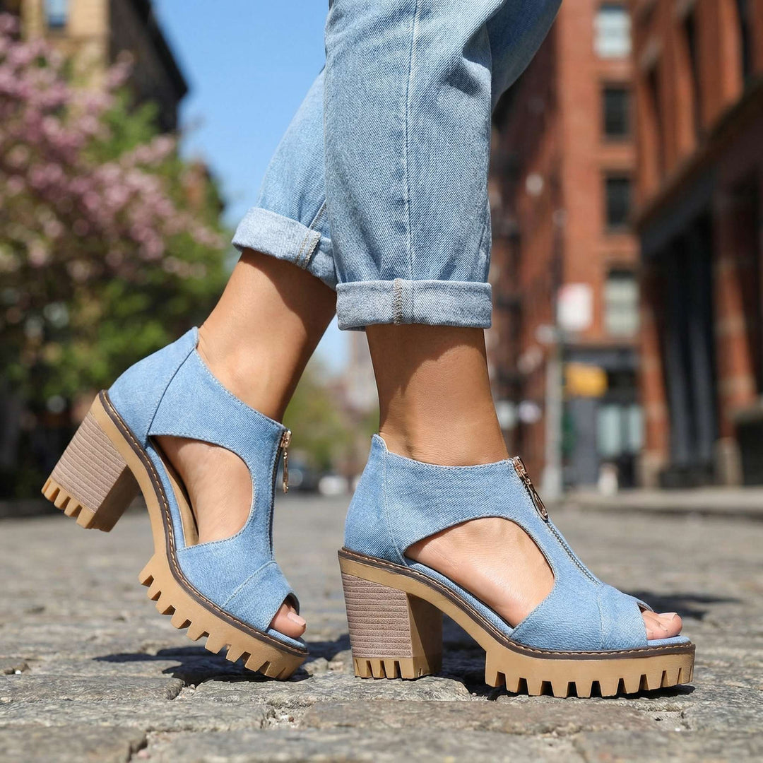 Talons Zippés Larissa en Denim