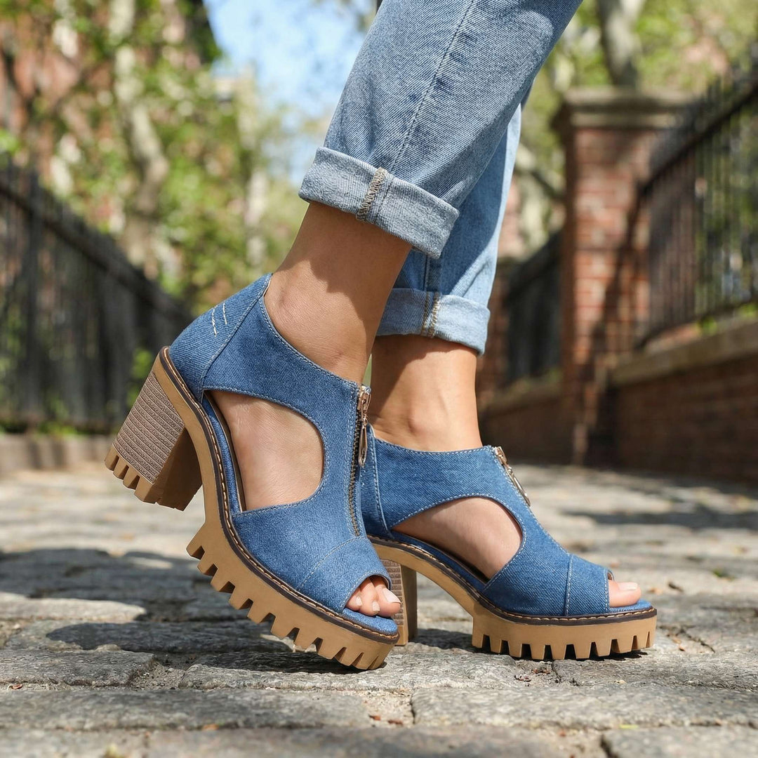Talons Zippés Larissa en Denim