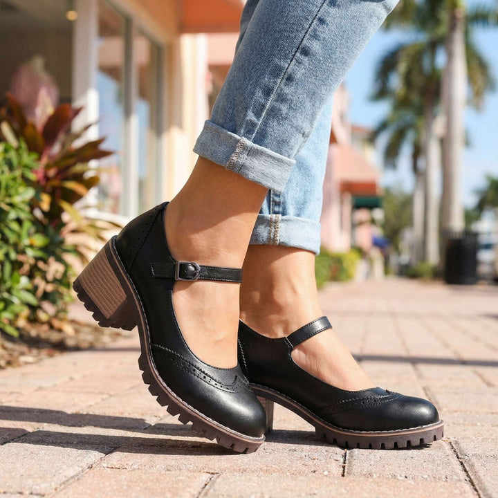 Amelia l Chunky T-Strap Mary Jane Heels