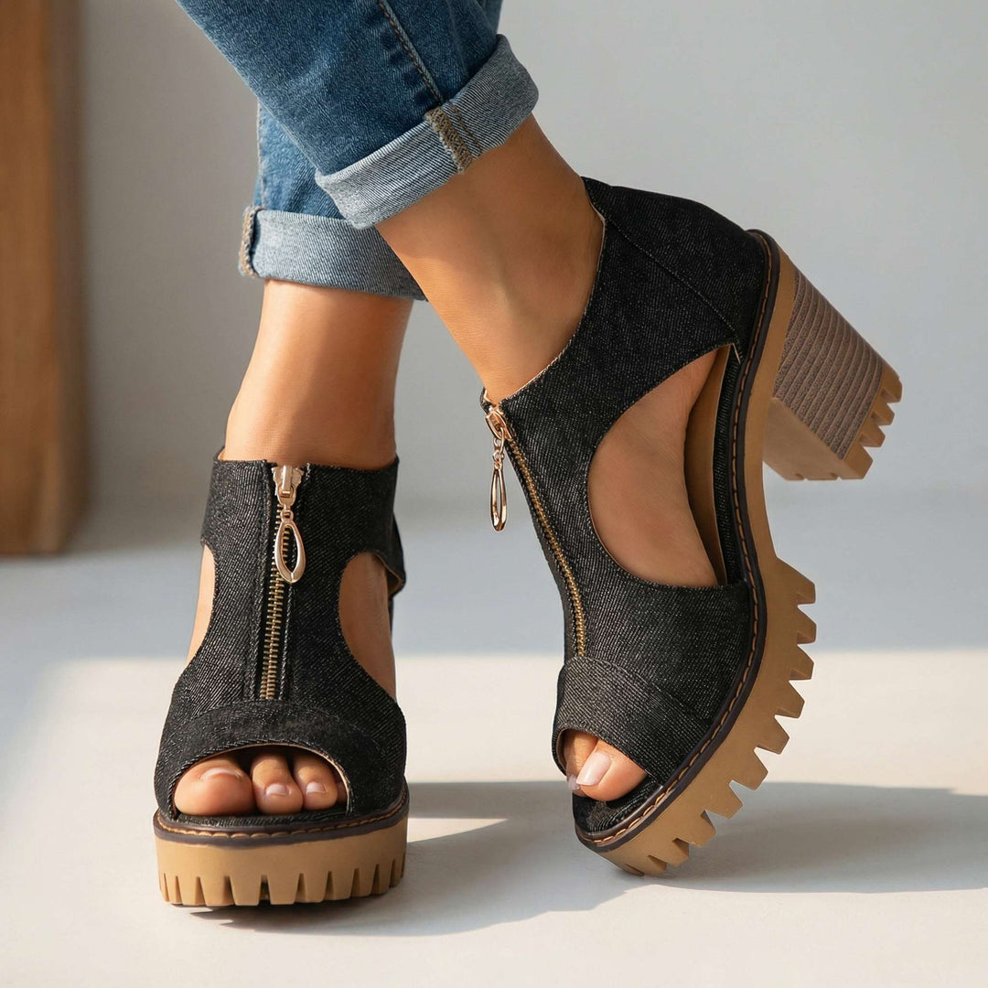 Talons Zippés Larissa en Denim