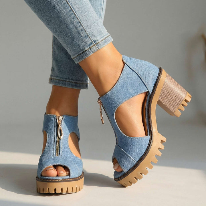 Talons Zippés Larissa en Denim